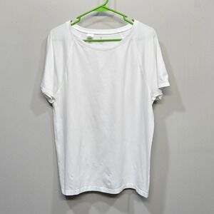 T By Talbots Activewear Shirt Womens Large White Short Sleeve Athleisure Stretch